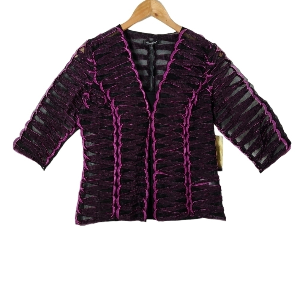 SAMUEL DONG Women's Black & Fushia Pink Sheer Taffeta Jacket